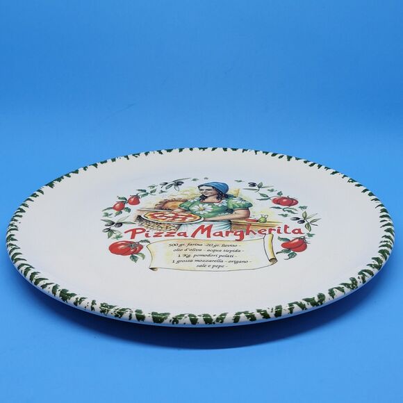C M.S. Italy Hand Painted 12" Round  Pizza Margherita Pizza Platter - Picture 9 of 12